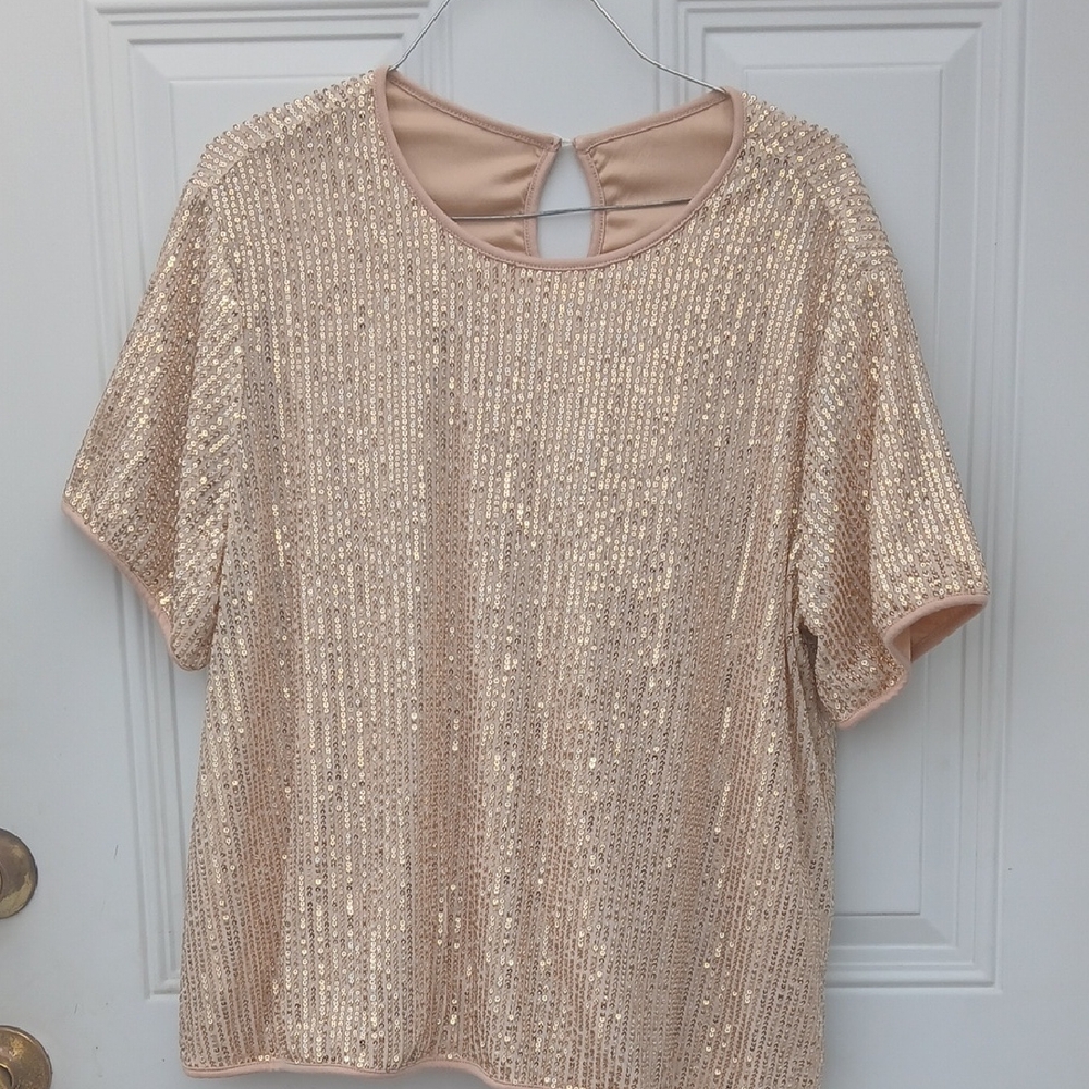 SHEIN  Beige Sequin Blouse